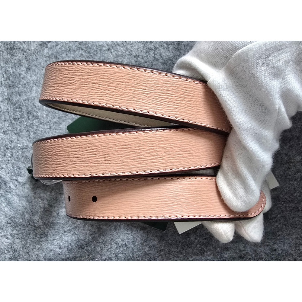 NWT Lauren Ralph Lauren Reversible Crosshatch Leather Belt Pink & Taupe Sz L - Picture 5 of 8